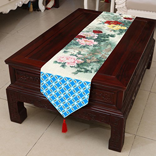 Table runner/peony bed chess/ table cloth-A 45x260cm(18x102inch)