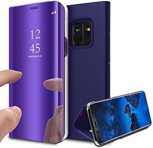 Samsung Galaxy S9 Case, Galaxy S9 Cover Book Case Mirror Case Wallet Case Flip Case Stand Case Full Body Protection Front And Back Case PU Leather Clear Cover Phone Case Samsung S9 (galaxy s9, purple)