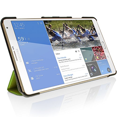 igadgitz Grün PU Ledertasche Hülle Smart Cover für Samsung Galaxy Tab S 8.4″ SM-T700 mit Multi-Winkel Betrachtungs + Auto Sleep/Wake + Displayschutzfolie - 6