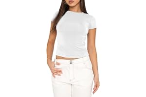 KUKEYIEE Maglietta di Base Slim Fit Top Manica Corta Y2K Top TikTok Influence Crop Top Club Party Streetwear