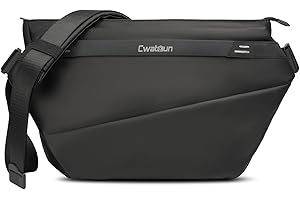 Cwatcun Kameratasche Foto Freizeittasche Wasserdicht Klein Kamerataschen Kamera Sling Bag PU Fototasche für Spiegelreflexkameras,Schwarz,S