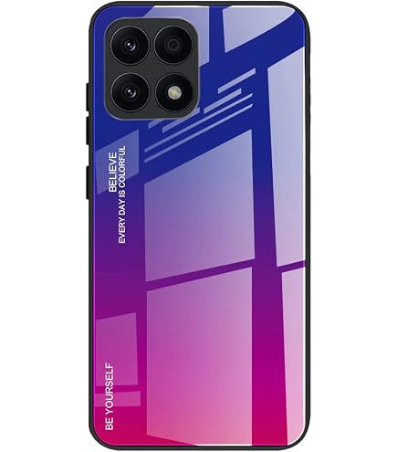UPLAI Cover per Honor X7a, Ultra Sottile Morbido TPU Silicone Antiurto Custodia Insieme a Colore Sfumato Vetro Temperato, Moda Colorato Caso.Blu Nero