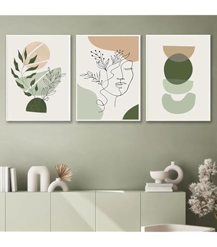 OTURRI Abstrait Nature Murale Art Décoratif Bohème Affiches Et Gravures Esthétique Toile Tableau Peinture Murale Tableaux Pour Salon Decoration À La Maison 50x70cmx3 Sans Cadre