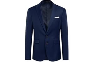 Allthemen Chaqueta de hombre de dos botones con abertura trasera de color liso para traje de negocios