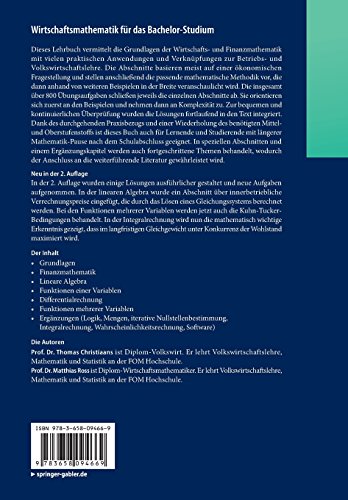 Book's Cover of Wirtschaftsmathematik Fur Das Bachelor-studium