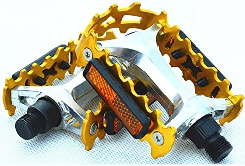 Aluminum Alloy Antiskid Durable Bike Pedals (1 Pair) For MTB, BMX, City &amp; Trekking (Fit Most Adult Bikes Mountain Road and Hybrid Bicycles) ,Full aluminum gold