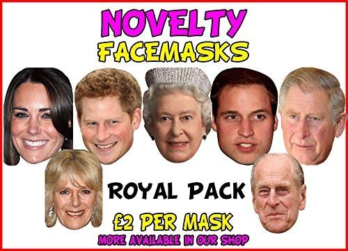 ROYAL FAMILY FACE MASK PACK/Fancy Dress - Stag Hen Party -Nightclub Promotion Party Masks