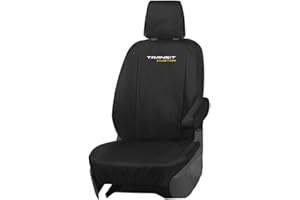 JH AUTOSTORES Transit Custom Tailored Driver Seat Cover (Fits 2013-2023) Single Black Heavy Duty & Waterpoof B101 (BLACK 4)