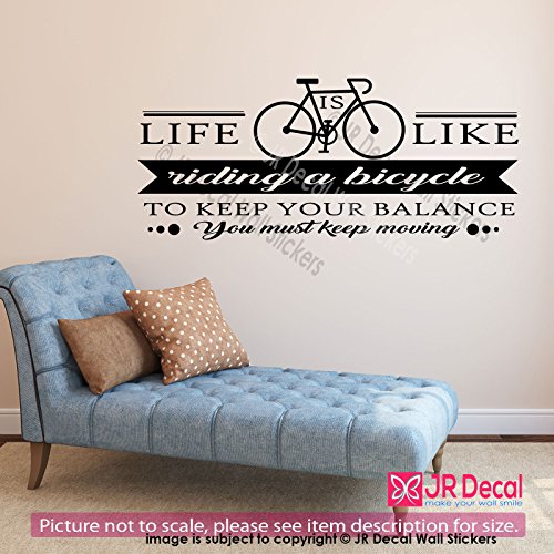 “Life Like riding a bicycle". - inspirational quotes wall art stickers, wall art stickers quotes