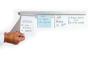 ‎MAGNETOPLAN magnetoplan Catch-Ball Klemmschiene, Aluminium | Länge 1000 mm | Selbstklebend | Erweiterbar | Praktischer Zettelhalter für Notizen, Fotos, Zeichnungen, Deko & Mehr