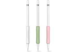 Delidigi 3 Pack iPencil Grip Silicone Holder Ergonomic Sleeve Accessories Compatible with Apple Pencil 1st and 2nd Generation (White, Pink, Avocado Green)
