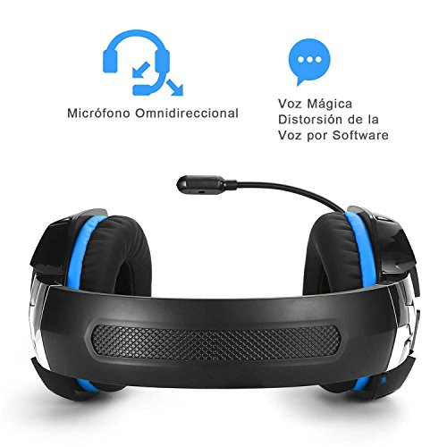 EasySMX G1200 Auriculares para PS4  Cascos con Micr  fono Ajustable y Control de Volumen y una Tecla Mute Compatible con PS4  PC Laptop  M  vil Pad  Azul  para Jugadores