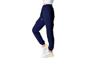 TOMEEK Pantaloni Sportivi Donna Pantaloni Cargo in Cotone Pantaloni Jogger Pantaloni Fitness Morbidi Leggeri Casual Donne Sciolto da Piede del Fascio con Coulisse e 4 Tasche