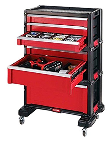 KETER Werkzeugkoffer Werkzeugwagen Kiste 6 Schubladen mit Lenkrollen