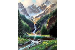 Maysurban Peinture par Numero Adulte DIY Peinture à l'huile Numéros Toile Paint by Numbers Peindre par Nombre Kits sans Cadre 40x50cm,Montagne et eau vive