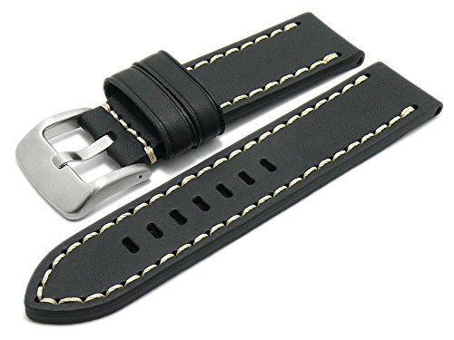 Meyhofer Uhrenarmband Arona 22mm schwarz Sattelleder glatt helle Naht MyCrklb529/22mm/schw/hN Meyhofer Uhrenarmband Arona 22mm schwarz Sattelleder glatt helle Naht MyCrklb529/22mm/schw/hN