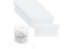 FANGEHONG 20 Piezas Pesas de Persiana Vertical Tablillas & 10m Cadena de Persiana Vertical, Listones de Pesas Inferiores Kit de Reparación Accesorios para Cortinas Verticales, Blanco (127 mm)