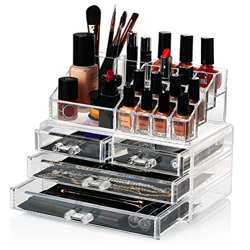Preisvergleich Produktbild HBF Spitzenqualität Transparent Acryl Make up Organizer Stifthalter Kosmetik Etui Schminktisch Badezimmer. Aufbewahrung Schubladenbox Multifunktionale Lippenstiftständer. Schmuck Kosmetikablage Box aus Acrylglas für Damen (6)