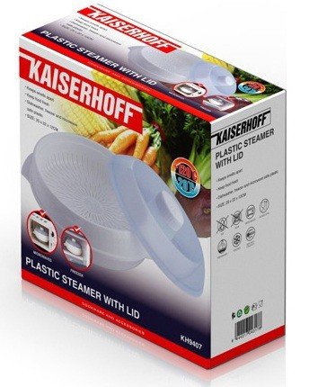 Mikrowellen-Dampfgarer mit Deckel, praktischer Dampfgartopf für die Mikrowelle, Durchmesser 22 cm, weiss, NEU + OVP - 2
