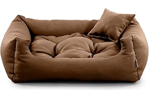 Gutekissen® Cuscino per Cani in Tessuto Resistente – Comfort Quotidiano – Materiali Durevoli e di Alta Qualità NEO (M - 80x65, Marrone chiaro)