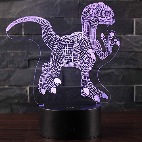 3D Illusion Nuit Lumière Win-Y LED Bureau Table Lampe 7 Couleur Tactile Lampe Maison Chambre Bureau Décor pour Enfants D'anniversaire De Noël Cadeau (Dinosaure B1)