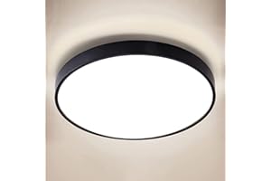‎NUODIFAN NUODIFAN LED Deckenleuchte,24W Deckenlampe,2400LM Ultra Dünn Schwarz 4000K Wasserfest IP65 Badzimmer Deckenlampe,Rund Ø28 Deckenleuchte Flimmerfreie Lampe, LED Lampen