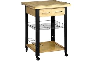 ‎KESPER Kesper | Küchenwagen, Material: FSC-zertifizierte Faserplatte, Maße: B: 71 x H: 88 x T: 60cm, Farbe:Natur/schwarz | 25891 13