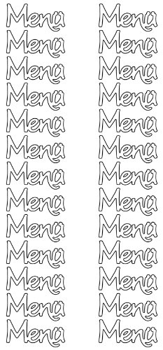 Konturensticker " Menü" silber,bogen 10 x 23 cm