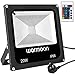 Produktbild Warmoon 20W RGB LED Fluter Außen Strahler Scheinwerfer mit Fernbedienung Outdoor Dimmbare 16 Farben 4 Modi IP66 Wasserdicht LED Flutlicht Farbwechsel Weihnachten Garten Deko Beleuchtung für Innen Outdoor Garten Yard Party