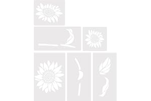 BOXOB 6pcs Grands Pochoir Tournesol pour la Peinture sur Bois, Réutilisables Plastique Pochoir Mural Tournesol Beaux Modèles de Fleurs pour la Décoration des Murs Clôtures