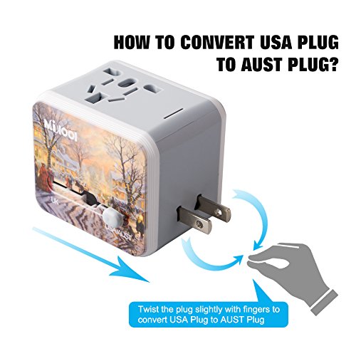 Reiseadapter 4 in1 für 150 länder Reisestecker Milool Weltweit Universal Adapter mit zwei USB Anschlüsse - 6
