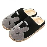 SAGUARO Automne Hiver Pantoufles Coton Peluche Chaussons Doublure Intérieure Douce Mules Femme Homme Accueil Slippers Chaussures, 43/44 EU=44/45 CN Noir
