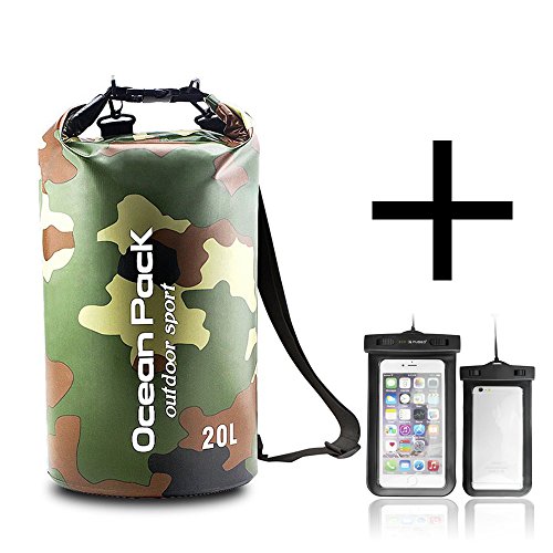 Wasserdichter Packsack, UWILD ® Rafting Taschen Dauerhaft Wasserdicht 20 Liter 30 Liter Dry Bag Beutel mit Wasserdichte Schutztasche Tasche Für Kajak, Wanderung, Camping, Skilaufen, Schwimmen, Am Strand, Radfahren und Wasser Sport (20L)