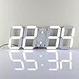 Redlution Large LED Digital Wall Clock 3D Design Jumbo Larger Numbers Alarm Clock with Full Function Remote Control, Calendar, Snooze, Alarm, Countdown, Thermometer