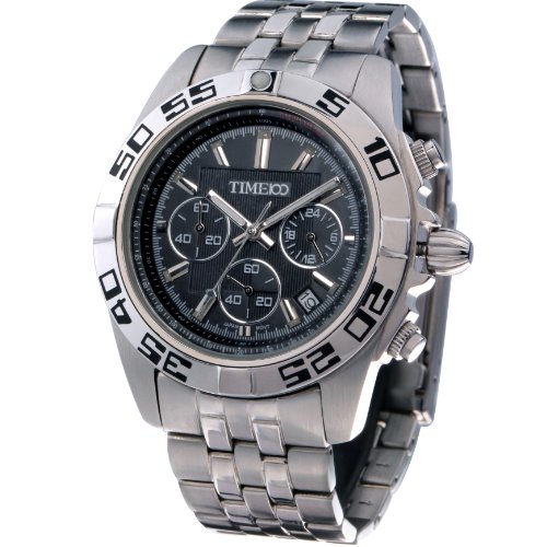 Time100 Herren Chronographuhr Quarzuhr Edelstahl mit 3 kleinen Zifferbltter Schwarz 5 Bar Wasserdicht #W70002G.01A Time100 Herren Chronographuhr Quarzuhr Edelstahl mit 3 kleinen Zifferbltter Schwarz 5 Bar Wasserdicht #W70002G.01A