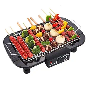 Prachit 2000W Smoke?Free BBQ Grill Machine // Electric Barbeque Grill Tandoori Maker // Adjustable Temperature Non-Stick Grill Barbecue For Kitchen and Outdoor Traveling Picnic