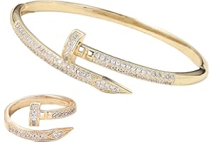 XFSRG Parure Gioielli Donna Elegante con Bracciale e Anello in Oro con Zirconi Set Gioielli Donna di Lusso per Occasioni Speciali