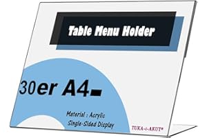 TUKA-I-AKUT TUKA 30X Présentoirs de Table A4 Paysage, Acrylique 2,5mm d'épaisseur, Transparent L-Stand Inclinés Porte-Brochures Porte Menu Support de Présentation pour Bureau Réception Foires, TKD8201-A4-30x