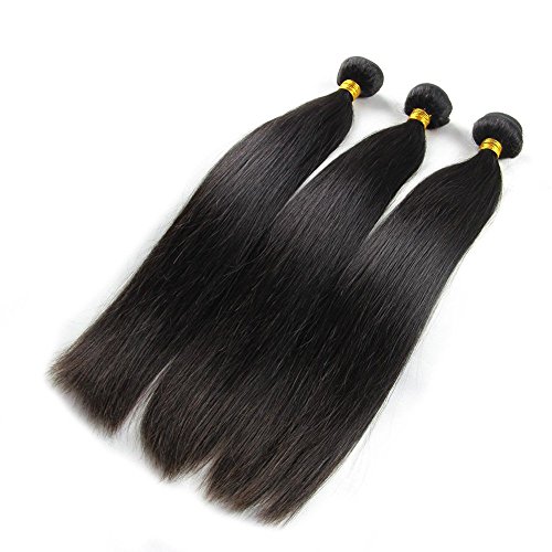 Uniwigs® Hair Mixed Length 3bundles 300g Virgin Brazilian Straight Human Hair Extension Unprocessed for Black Women (18inches 20inches 22inches)