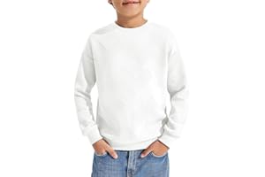 Haloumoning Maglietta a maniche lunghe per bambini, con scollo rotondo, tinta unita, a maniche lunghe