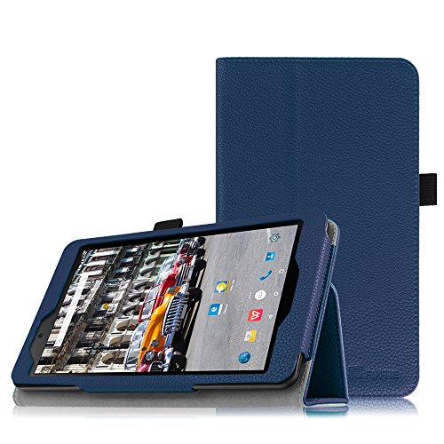 Fintie Odys Syno 8 Hülle Case - Slim Fit Folio Kunstleder Schutzhülle Cover Tasche mit Ständerfunktion und Stylus-Halterung für Odys Syno 20,3 cm (8 Zoll) Tablet-PC, Marineblau