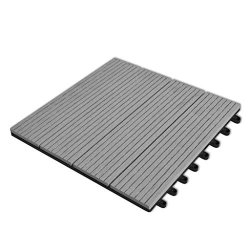 vidaXL WPC Holzfliesen Terrassenfliesen 30×30 cm 11tlg. 1m² Balkon Garten Grau 40826 - 6