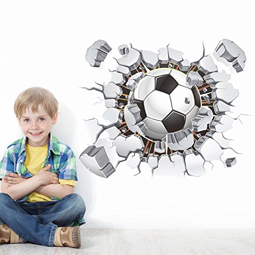 Stickerkoenig 3D Wandtattoo Wandaufkleber Wanddurchbruch Loch Wand Sticker DIY Kinderzimmer Fußball Stadion Fussballer #1487