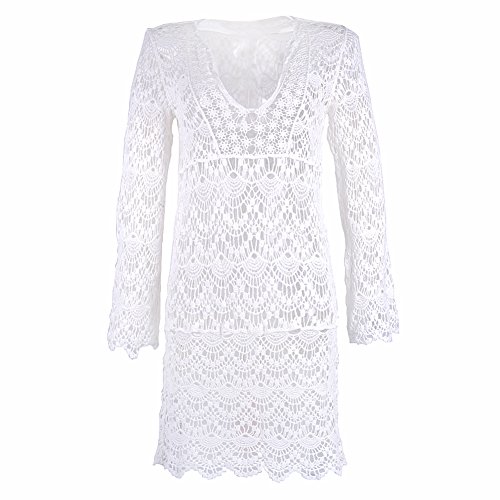 ASSKDAN Damen Boho Weben Einzigartig Bikini Cover Up Sommerkleid StrandKleid Lang – One Size - 2