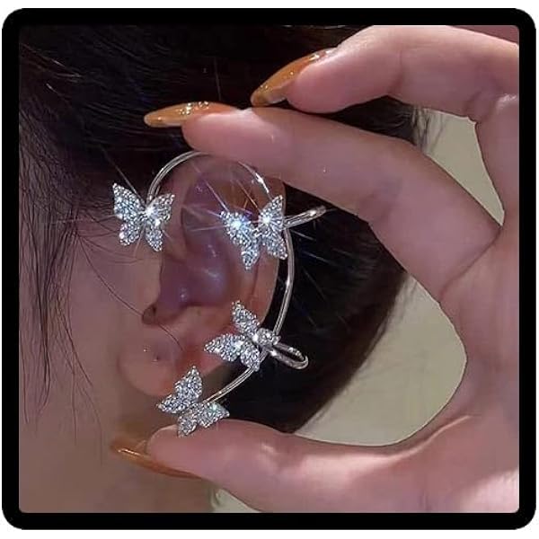 Farfalla Non Forato Argento Cristallo Bottone Diamante Clip Orecchini - Foto 9