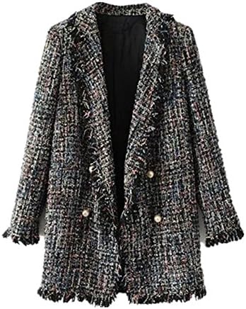 Monissy Womens Tassel Pearl Outwear Stripe Lapel Reefer Coat Long Jacket Loose Coat Top