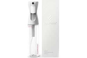 FLAIROSOL Flacone Spray Nebulizzatore per Capelli Ricci 300ml, Spruzzino Acqua Continua Fine per Barbiere/Parrucchiere - Ricaricabile, per pulizia/Piante/Animali Domestici (Trasparente, Stampa Rosa)