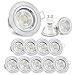 Produktbild linovum® 10er Set Einbauleuchte rund LED GU10 230V - runde Design Deckenspots Alu gebürstet inkl. LED GU-10 neutralweiß 6W
