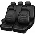 FOXZY 9 Pcs Car Seat Covers Full Set for Peugeot 3008 I 2009 2010 2011 2012 2013 2014 2015 2016, Leather Full Car Seat Covers NonSlip Waterproof Breathable Interior Accessories,A Black