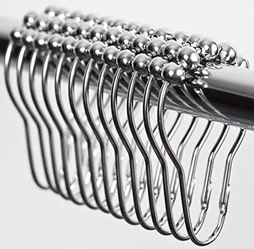 High Quality Rustproof Stainless Steel Shower Curtain Hooks &amp; Rings ✮ Modern &amp; Luxury Decorative Design Round Rollers ✮ Made of Heavy Duty High Grade Corrosion Free Brushed &amp; Polished Silver Nickel ✮ Set of 12 ✮ 100% Satisfaction Money Back Guarantee!